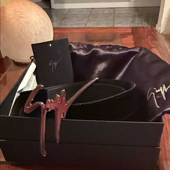 Accessories - Black Belt with Silver Buckle suede material